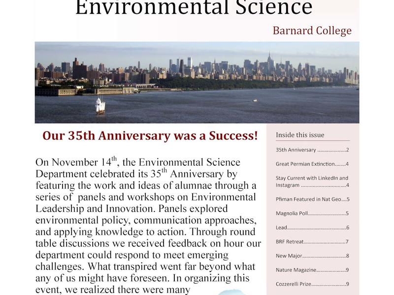 Our 35th anniversary was a success! fall 2017 news from dept of environmental science
